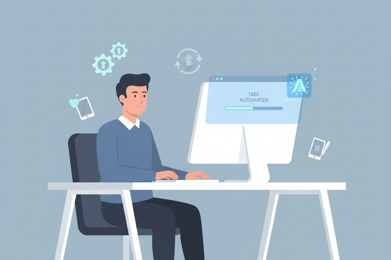 KI automatisiert Aufgaben im digitalen Arbeitsalltag am Computer