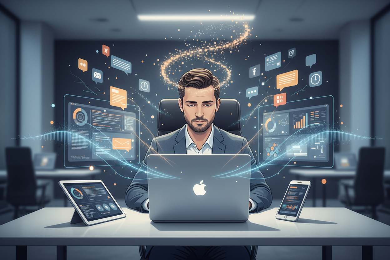 Mentale Ermüdung im digitalen Arbeitsalltag durch Informationsflut und ständige Reize