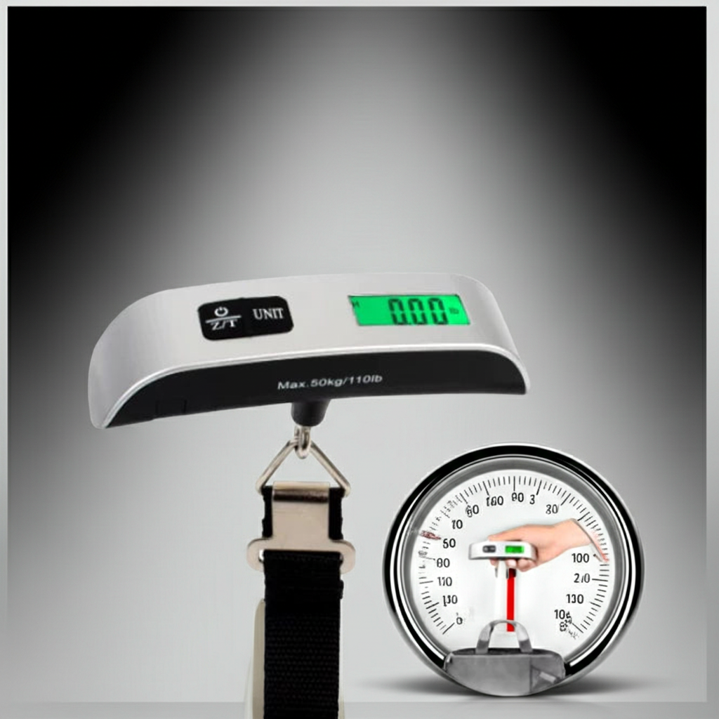 Gepäckwaage von FitStart Travel Basic – praktische Reisehilfe zum Wiegen von Koffern und Taschen vor dem Abflug.