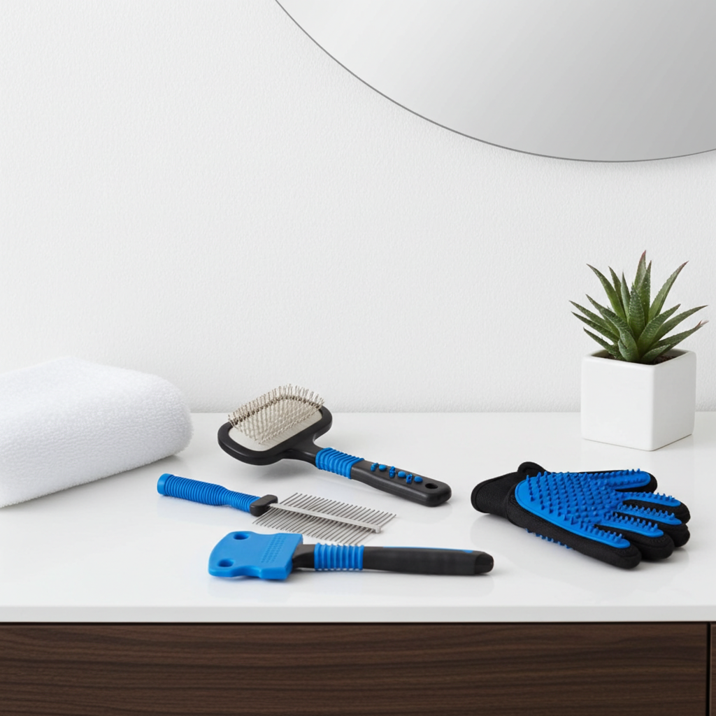 Pflegebürste von FitStart Pets für Hund und Katze – handliches Zubehör zur sanften Fellpflege zuhause.