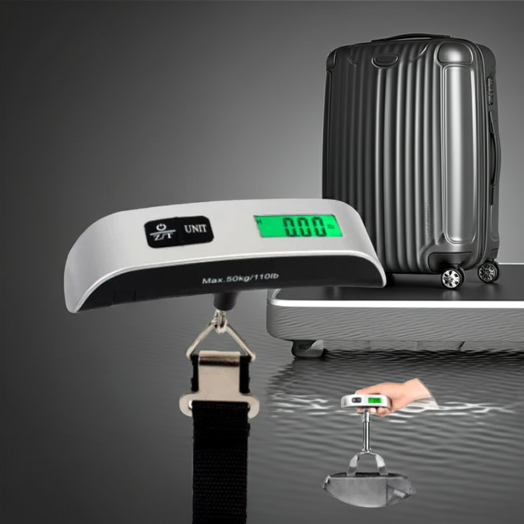 FitStart Travel Basic Gepäckwaage bis 50 kg – kompakte Kofferwaage zur Gewichtskontrolle von Gepäck auf Reisen.