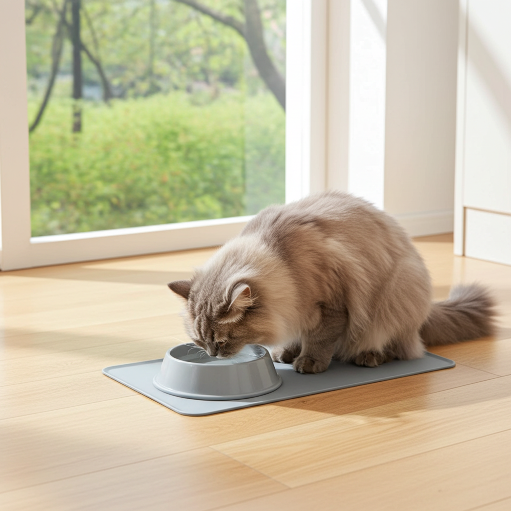 Rutschfeste Napfunterlage von FitStart Pets für Hund und Katze – praktische Unterlage zum Schutz des Bodens beim Fressen.