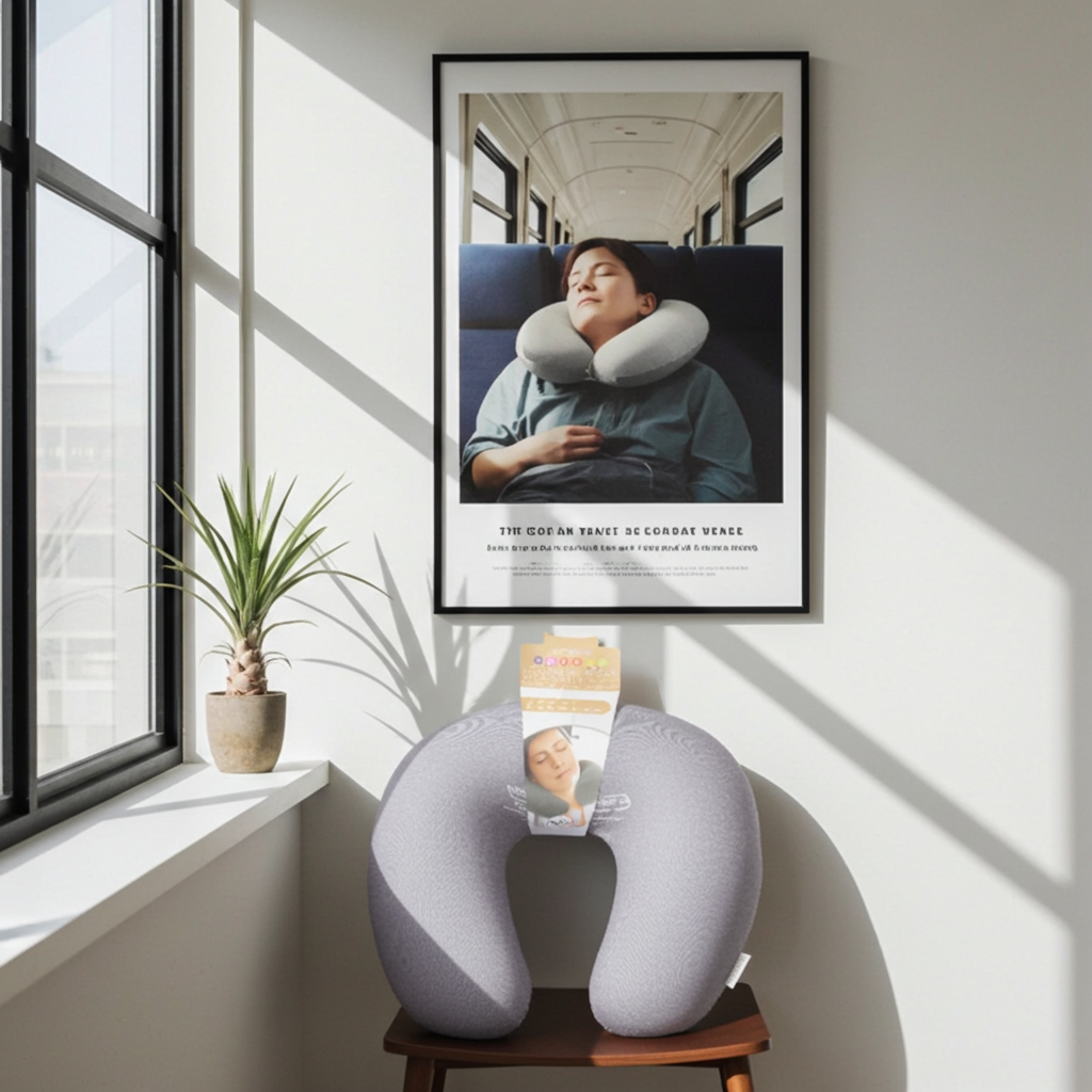 FitStart Travel Comfort Nackenkissen mit Mikroperlen – ergonomisches Reisekissen für entspanntes Sitzen und Schlafen unterwegs.