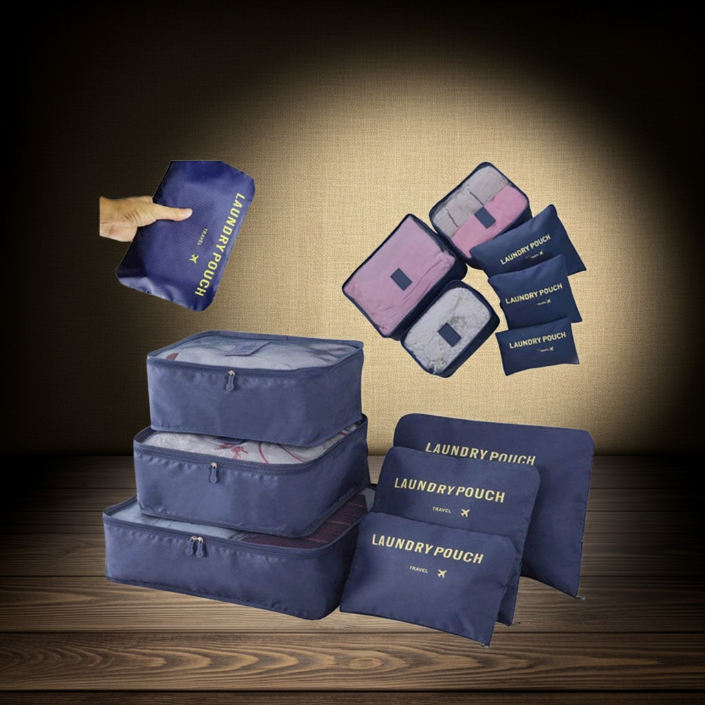 Koffer-Organizer Set von FitStart Travel Comfort – 6-teiliges Reiseset für Ordnung im Koffer und unterwegs.